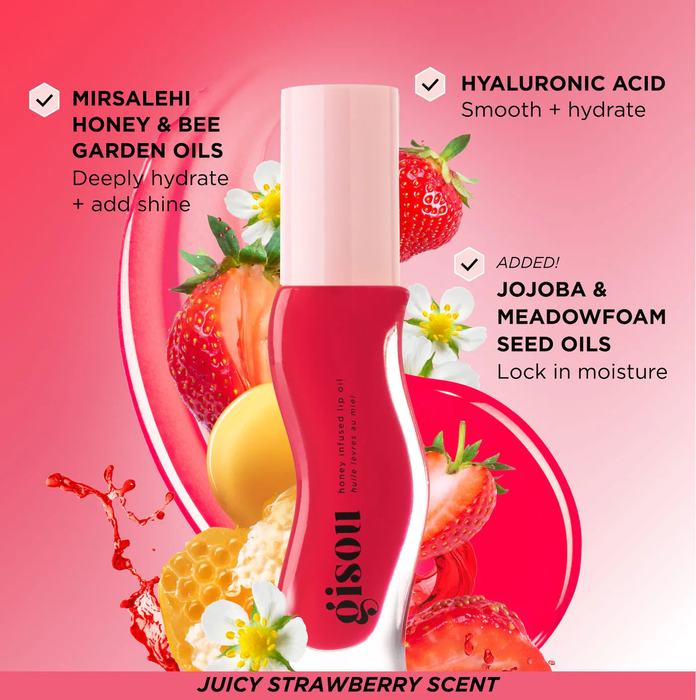 Strawberry Sorbet Honey Infused Lip Oil, 8ml