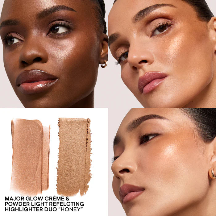 Major Glow Creme Powder Light Reflecting Translucent Highlighter Duo - Honey